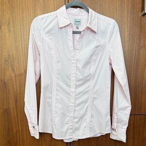 Express Soft Light Pink Long Sleeve Button-up Fitted Shirt Women’s